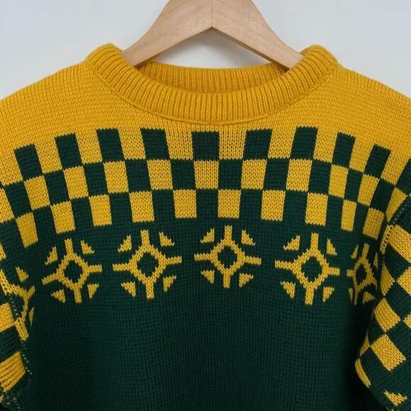 Vintage 100% Worsted Wool Sweater Size M L Peerless Richards Greenwich Ski Moto - Picture 3 of 10